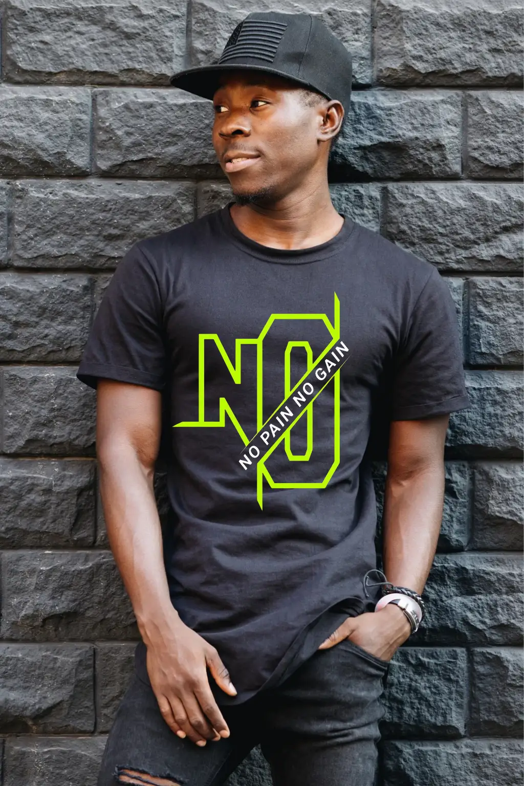 No Pain No Gain Men's Motivation Graphic T-Shirt – Wear to Work Out Beach Fitness Casual Apparel Tee.