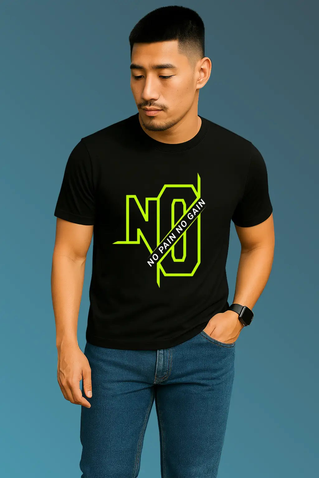No Pain No Gain Men's Motivation Graphic T-Shirt – Wear to Work Out Beach Fitness Casual Apparel Tee.