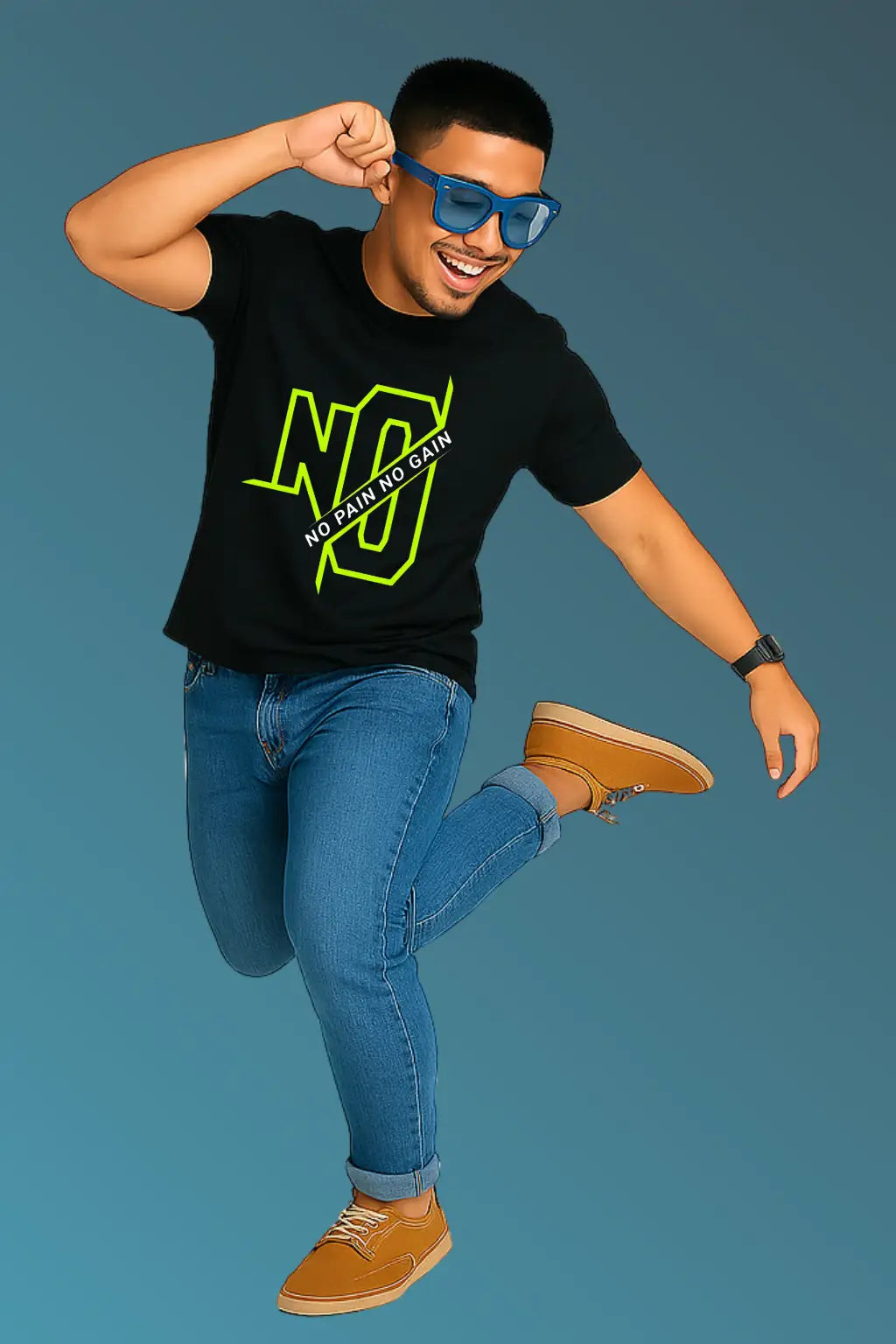 No Pain No Gain Men's Motivation Graphic T-Shirt – Wear to Work Out Beach Fitness Casual Apparel Tee.