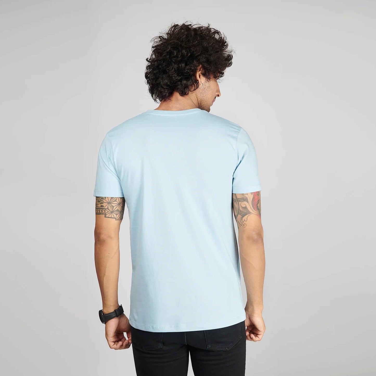 Basic Sky Blue Half Sleeves T-Shirt.