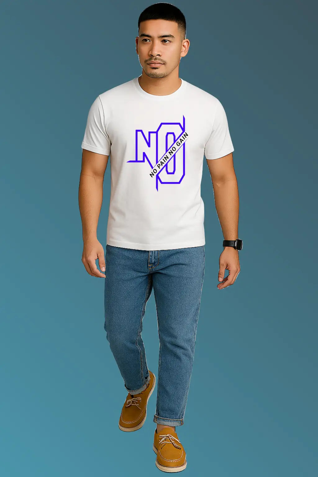 No Pain No Gain Men's Motivation Graphic T-Shirt – Wear to Work Out Beach Fitness Casual Apparel Tee.