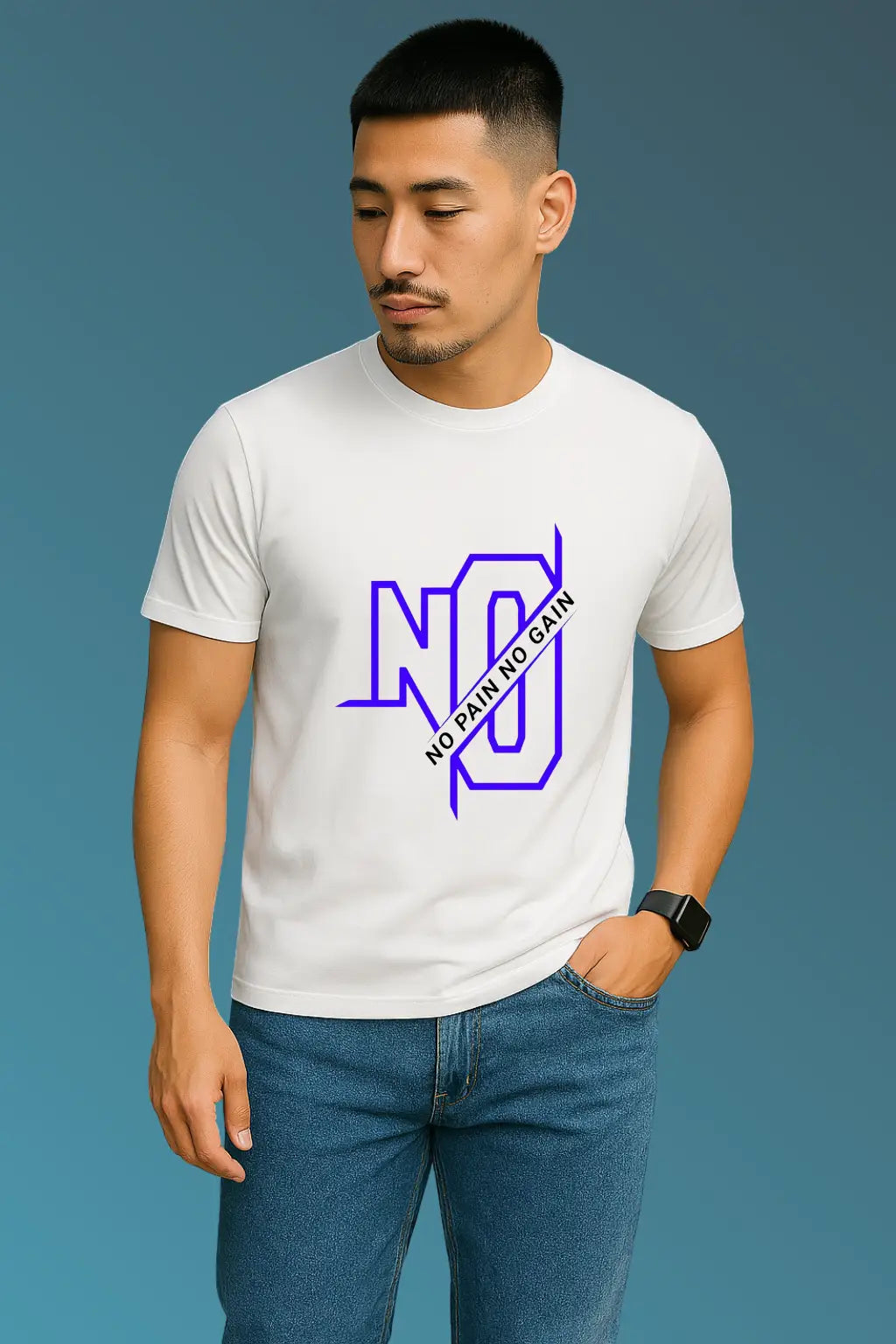 No Pain No Gain Men's Motivation Graphic T-Shirt – Wear to Work Out Beach Fitness Casual Apparel Tee.