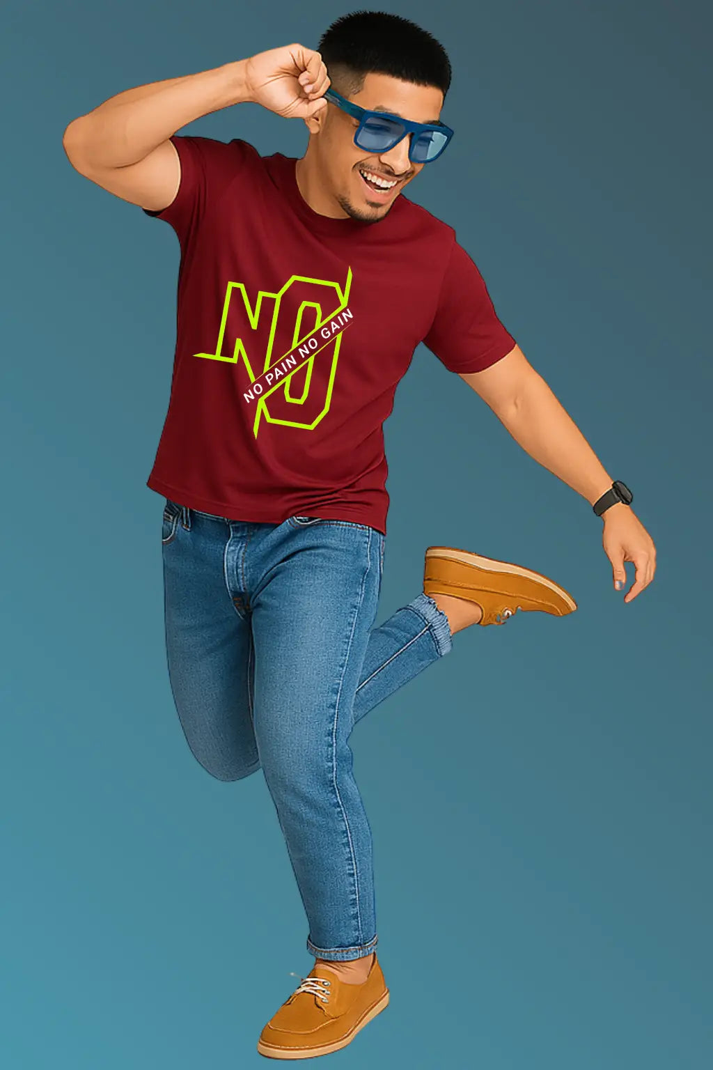 No Pain No Gain Men's Motivation Graphic T-Shirt – Wear to Work Out Beach Fitness Casual Apparel Tee.