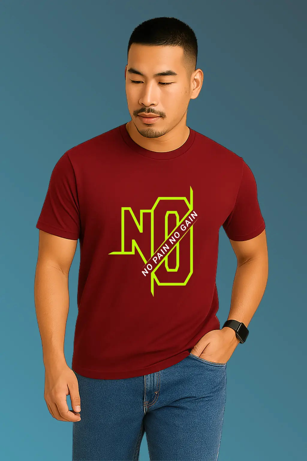 No Pain No Gain Men's Motivation Graphic T-Shirt – Wear to Work Out Beach Fitness Casual Apparel Tee.
