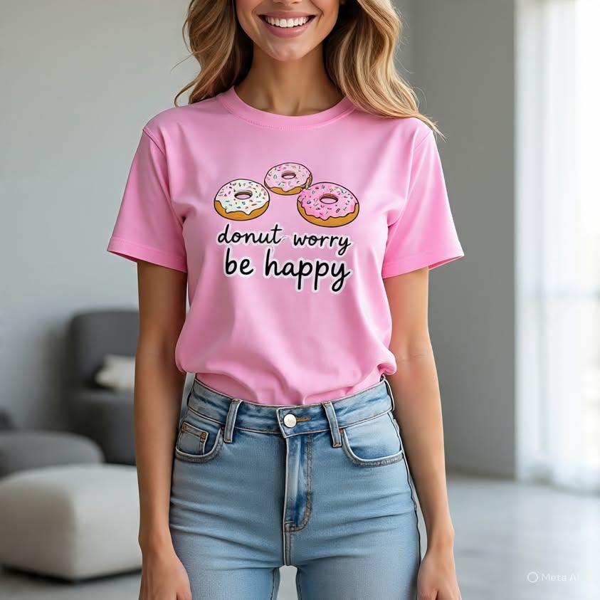 Donut Worry Be Happy – Graphic Tee for Women