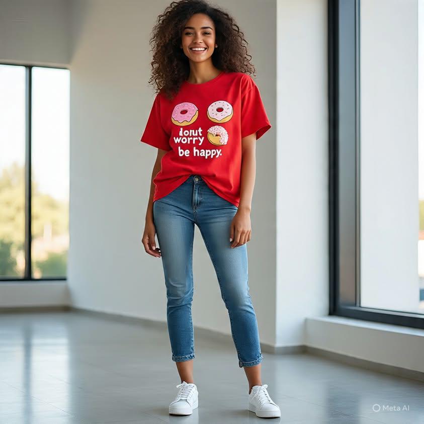 Donut Worry Be Happy – Graphic Tee for Women