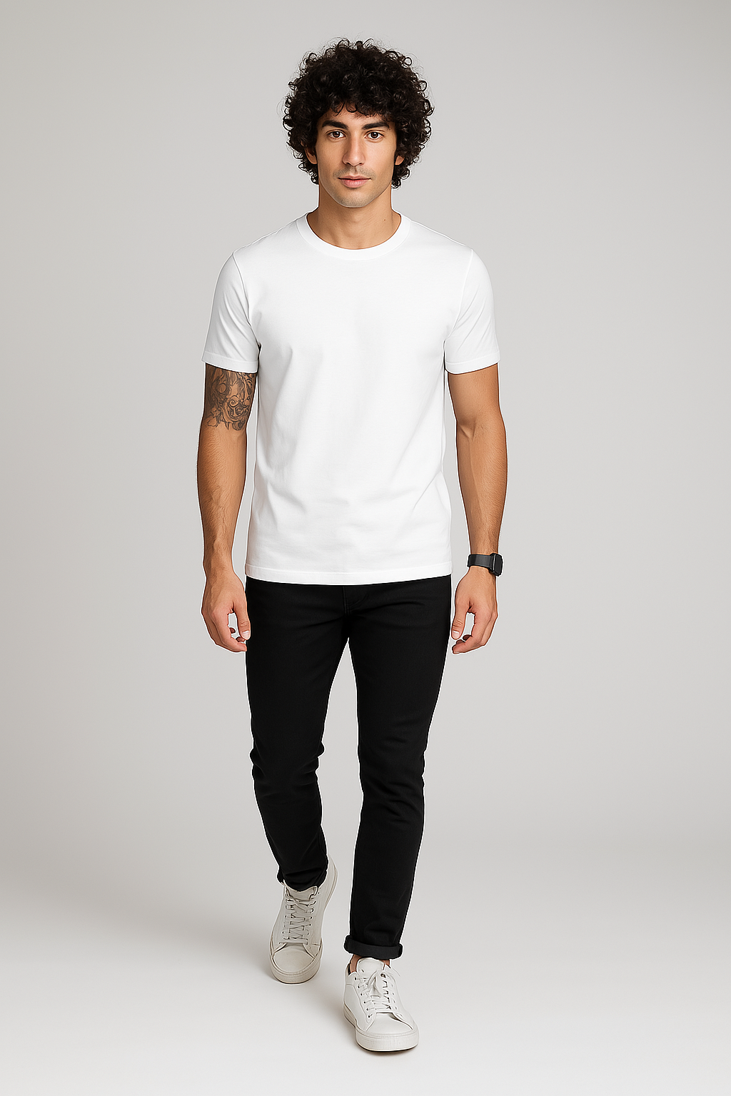 Essential White Crew Neck T-Shirt for Men – Premium Cotton Comfort