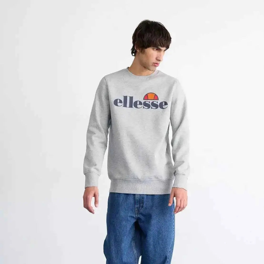 Ellesse Grey Sweatshirt for Men – Classic Logo Streetwear Pullover.