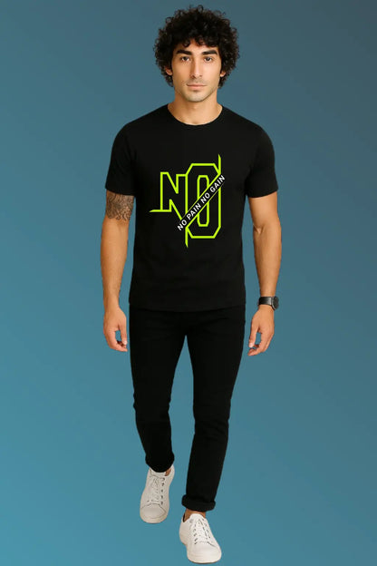 No Pain No Gain Men's Motivation Graphic T-Shirt – Wear to Work Out Beach Fitness Casual Apparel Tee.