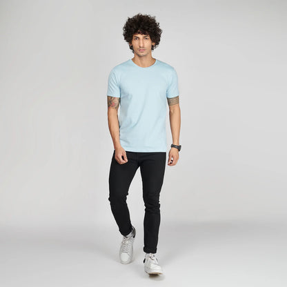 Basic Sky Blue Half Sleeves T-Shirt.