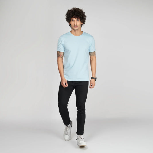 Basic Sky Blue Half Sleeves T-Shirt.