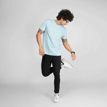 Basic Sky Blue Half Sleeves T-Shirt.