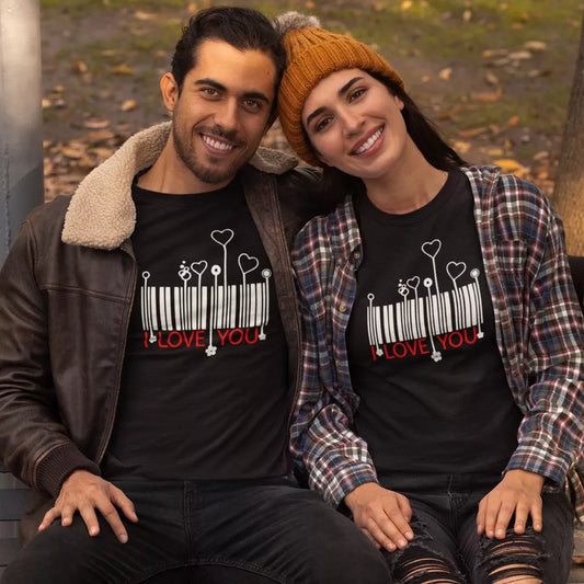 "His and hers matching shirts with witty quotes