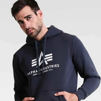 Alpha Industries Navy Blue Hoodie for Men – Iconic Minimal Streetwear.