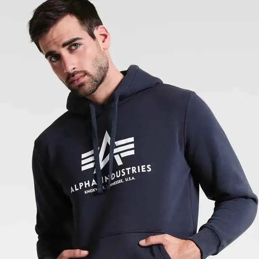 Alpha Industries Navy Blue Hoodie for Men – Iconic Minimal Streetwear.