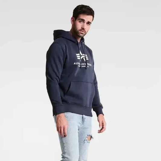 Alpha Industries Navy Blue Hoodie for Men – Iconic Minimal Streetwear.