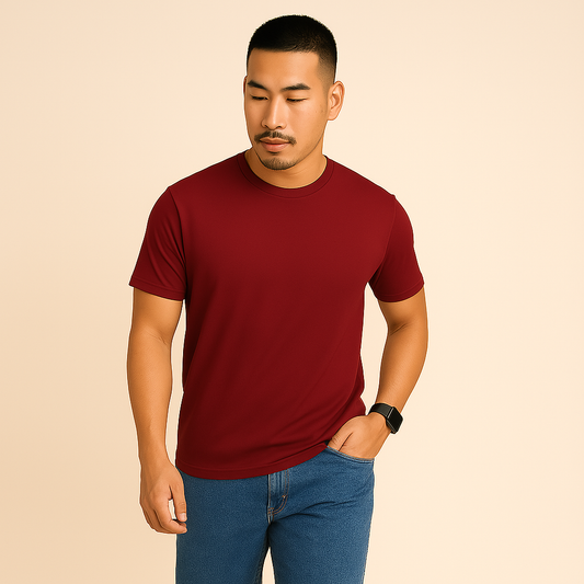 Premium Maroon Crew Neck T-Shirt – Timeless Everyday Comfort