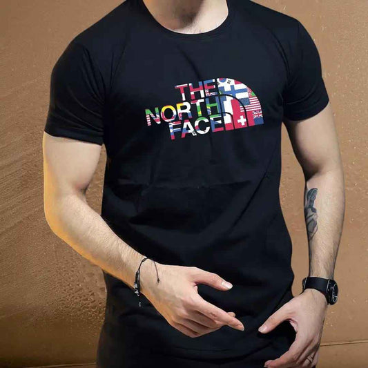 TNF Premium Black T-Shirt – Stylish Flag Print.
